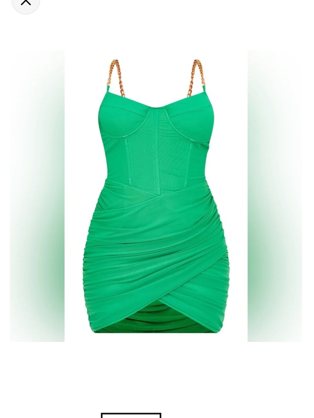 Pretty little thing-
Green Ruched Bodycon Dress with Chain Straps